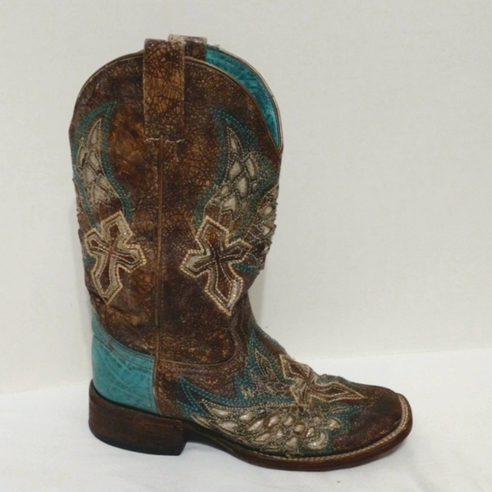 CORRAL Women's Handcrafted Leather Square Toe Western Cowgirl Boots Rodeo 6.5D